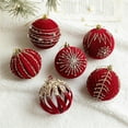 thumbnail image 3 of 8CM Burgundy Flocked Christmas Tree Ball Xmas Tree Hanging Ornaments Sticky Sequin Velvet Balls Pendant Home Party Decorations, 3 of 4