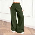 thumbnail image 7 of cocolona Womens High Waisted Wide Leg Pants Elastic Waist Drawstring Baggy Sweatpants Fashion Solid Color Trousers, 7 of 7