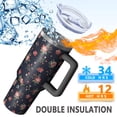 thumbnail image 5 of 40oz Pioneer Flower Floral Print Pattern Insulated Tumbler with Handle, BPA-Free Leak Proof Lid and Straws, Double Wall Vacuum, Hot 12h/Cold 34h, 5 of 6