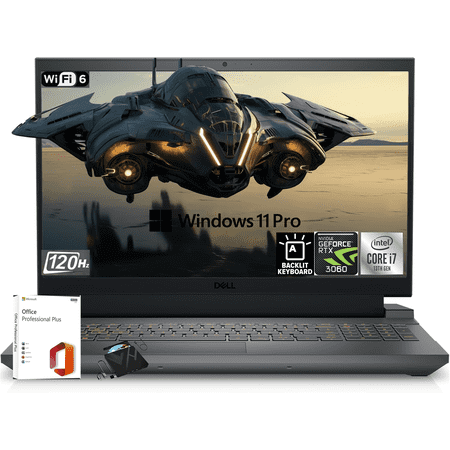 Dell G15-G5530 Gaming Laptop - Intel 14-Core i7-13650HX, NVIDIA GeForce RTX 4060, 15.6" FHD 120Hz Display, 64GB DDR5, 1TB SSD, Wi-Fi 6, Backlit Keyboard, Office Lifetime & Windows 11 Pro