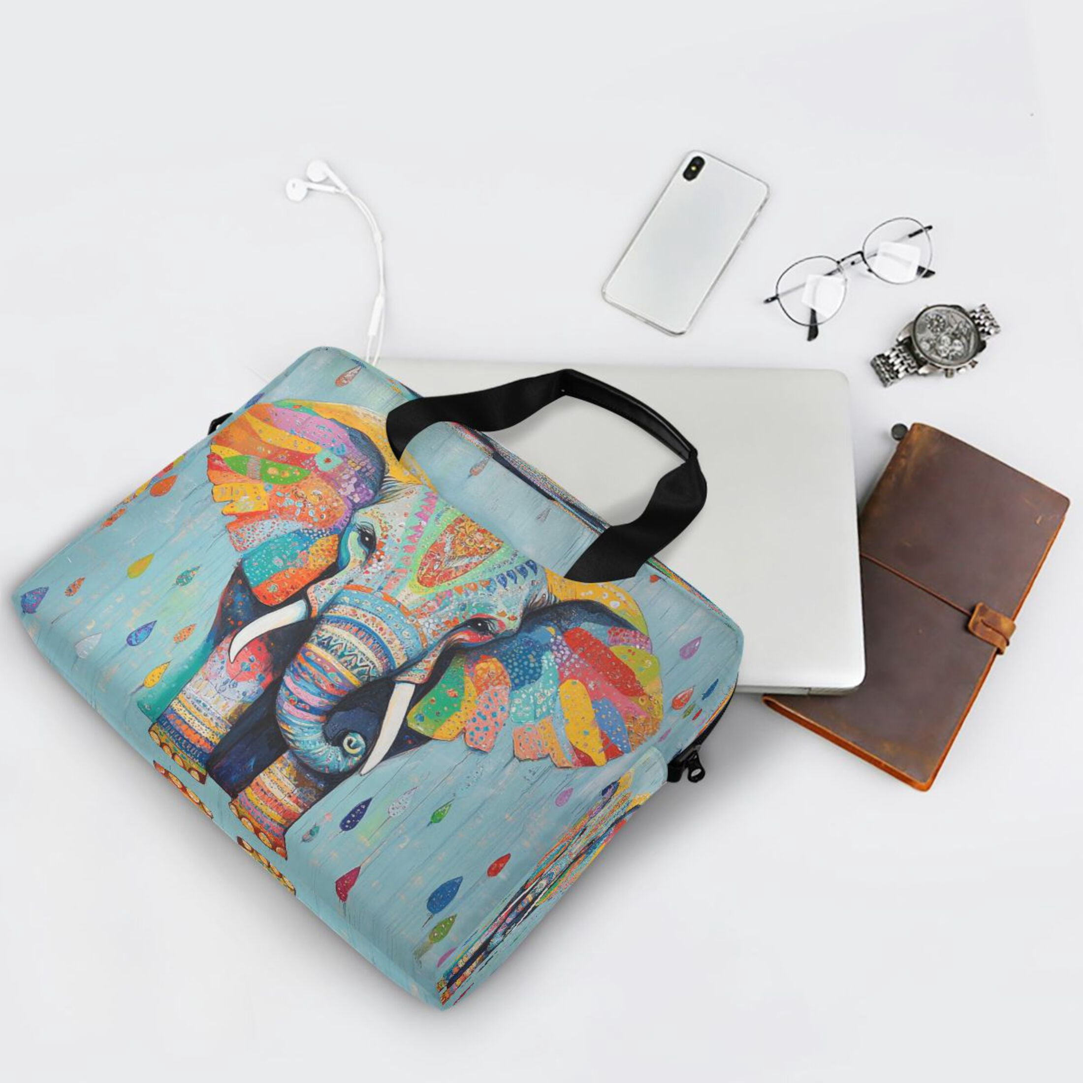Laptop Bag Laptop Briefcase 15.7 x 3 x 11.8 Inches Laptop Bag Briefcases Laptop Storage Travel Laptop Bag Work Laptop Bag Colorful Cool Elephants