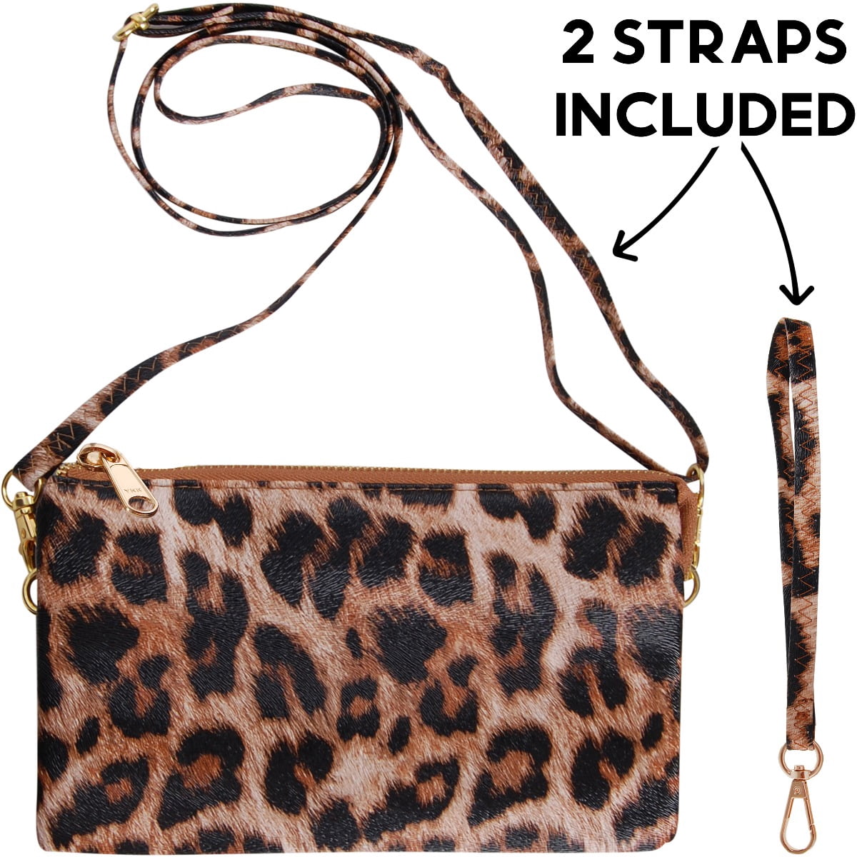 Humble Chic Crossbody Wristlets for Women - Leopard Vegan Leather Wristlet Clutch Purse