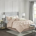 thumbnail image 6 of Regency Heights King Comforter Sets, 7-Piece Tufted Pintuk Bed in a Bag Bed Set, Satin Luxury Blush Comforter Bedding Set with Decor Pillow, 6 of 7