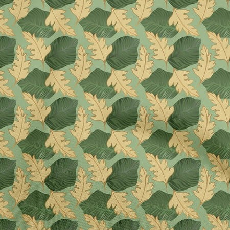 oneOone Cotton Silk Pear Green Fabric Leaves Sewing Material Print Fabric By The Yard 42 Inch Wide-aD