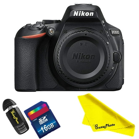 Nikon D5600 DSLR Camera (Body Only) with Cleaning Cloth + BuzzPhoto Accessories