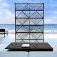 thumbnail image 3 of Metal Outdoor Privacy Screen Set with Stand,Freestanding Decorative Privacy Screen for Balcony Patio Lawn Garden,Indoor Room Decorative Divider (Black- Stripe), 3 of 14