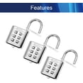 thumbnail image 3 of HUGFEGWE 6 Digit Combination Padlock,Push Button Lock for Suitcase Luggage Drawer Door Toolbox, Fixed Gym Cabinet Door Toolbox Padlock Gym Sports School and Employee Lock,Silver 3PCS CJB91-26066, 3 of 8
