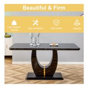 JUFU 63 Black Faux Marble Dining Table Set, 5-Piece Modern Dining Set with PU Leather Chairs and Metal Legs for Kitchen, Dining Room, Living Room
