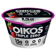 Oikos Triple Zero 15g Protein, 0g Added Sugar, Fat Free Mixed Berry Greek Yogurt Cup, 5.3 oz