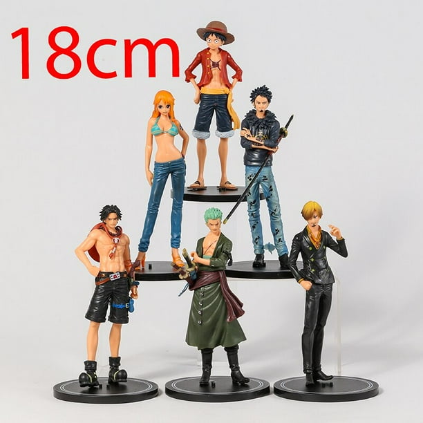 6 unids/set figura de acción Luffy Nami Ace Sanji Zoro PVC zhangmengya Modelo 108051 LED