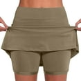 thumbnail image 2 of Feancey Plus Size Skort for Curvy Women Tummy Control Casual Athletic Skorts Solid Color High Waisted Tennis Skirts with Shorts and Pockets Khaki M, 2 of 6