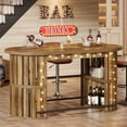 thumbnail image 6 of Tribesigns Oval Bar Table with Semi-Arc Storage Shelves, Wooden Bar Counter Table for Bars, Restaurants, Brown, 6 of 6