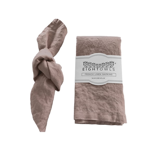 Servilletas De Lino -100% Lino Francés - Servilletas De Tela De Lino Puro Lavadas A La Piedra - Tamaño 18 Pulgadas X 18 Pulgadas - Juego De 4 (Gris Pardo Rústico Natural)
