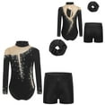 thumbnail image 6 of iiniim Little Girls Dance Unitards Biketards with Scrunchie 3Pcs Gymnastic Tracksuit Ballet Leotard A Black 6, 6 of 7