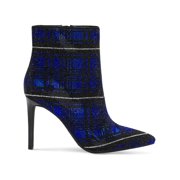 INC Womens Navy Plaid Slip Resistant Rhinestone Reisa Pointed Toe Stiletto Zip-Up Dress Booties 5.5 M