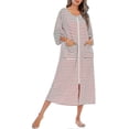 thumbnail image 2 of Batas de mujer, batas de baño con cremallera, manga corta/larga, suave, con bolsillos, ropa de dormir, 77, 2 of 5