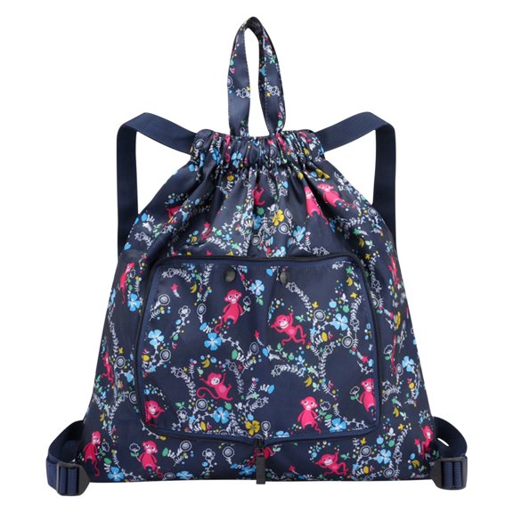 VerPetridure Foldable Large Capacity Travel Backpack Drawstring Pocket Waterproof Ultra Light Nylon Cloth Multifunctional Print Foldable Bag Organizer