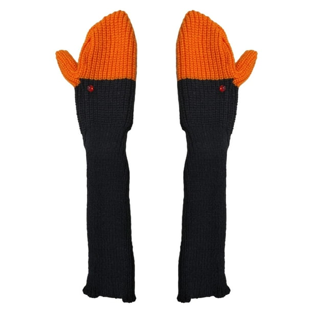 Guantes divertidos con forma de cisne para mujer y hombre, decorativos, con dedos completos, creativos, para invierno. Largo negro
