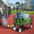 thumbnail image 1 of Collapsible Folding Utility Wagon Cart with Wheels for Kids, Collapsible Folding Outdoor Beach Wagon w/adjustable handle, Beach Wagon for Camping, Concerts, Sporting Events, Beach, Green, S10480, 1 of 10