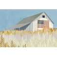 thumbnail image 2 of Tillmon, Avery 32x23 Black Ornate Wood Framed with Double Matting Museum Art Print Titled - Wheat Fields Barn with Flag, 2 of 4