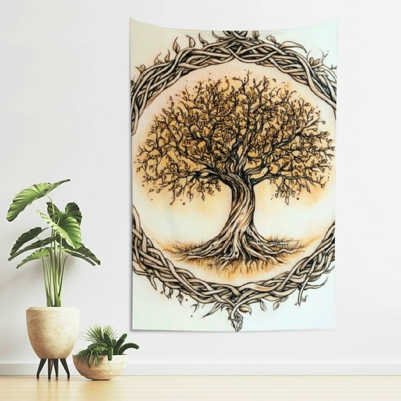 ZFLMY Tree Roots Tattoo Wall Tapestry 100% Polyester Home Decor 40*60in