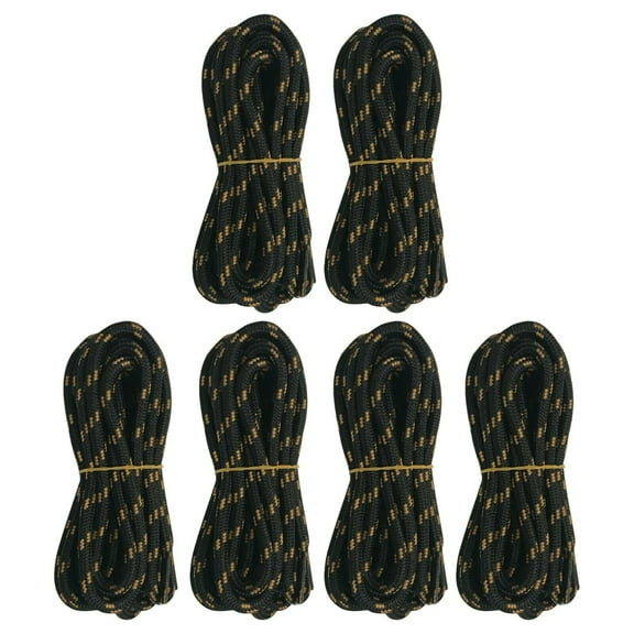 B&Q 6 Pairs 5mm Thick Heavy Duty Black Yellow Brown Spot Hiking Work Boot Laces Shoelaces Strings Replacement for Men Women 39 40 48 54 55 60 63 72 Inches