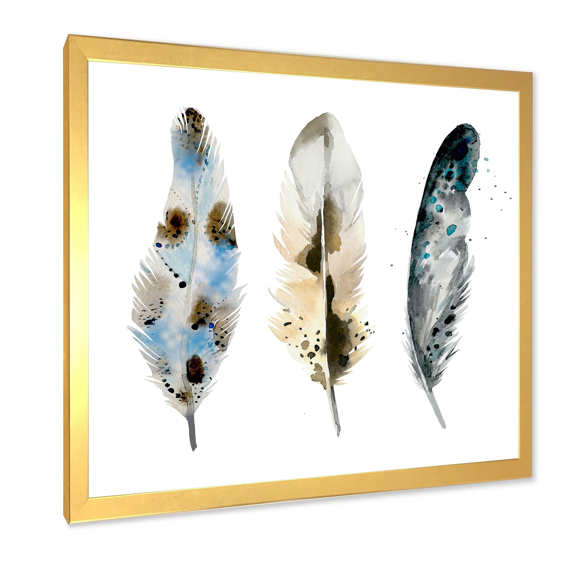 Designart 'Colourful Boho Art Feathers V' Bohemian & Eclectic Framed Art Print