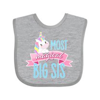 Inktastic Most Magical Big Sis- cute unicorn Girls Baby Bib