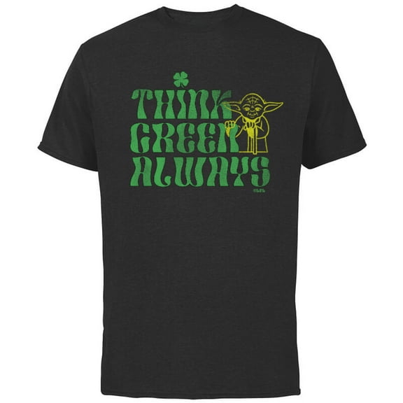 Star Wars Yoda Think Green Always St. Patrick’s Day - Short Sleeve Cotton T-Shirt for Adults - Customized-Charcoal