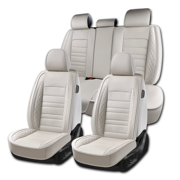 Fit for Hyundai Sonata 2026 Seat Cover, White Car Seat Covers, Premium Leather 360° Full Coverage Seat Set Waterproof & Dustproof Suitable for All Seasons, Airbag-Compatible