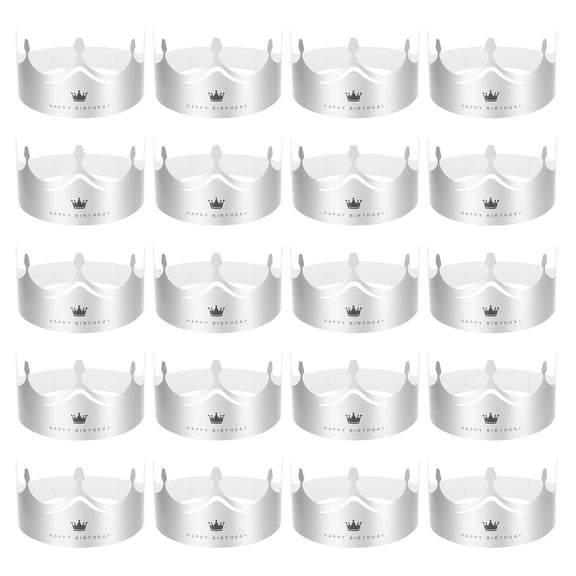 Uxcell 24 Pcs Paper Crowns Silver Foil Crown with Pattern for Birthday,Arc Hollow Style