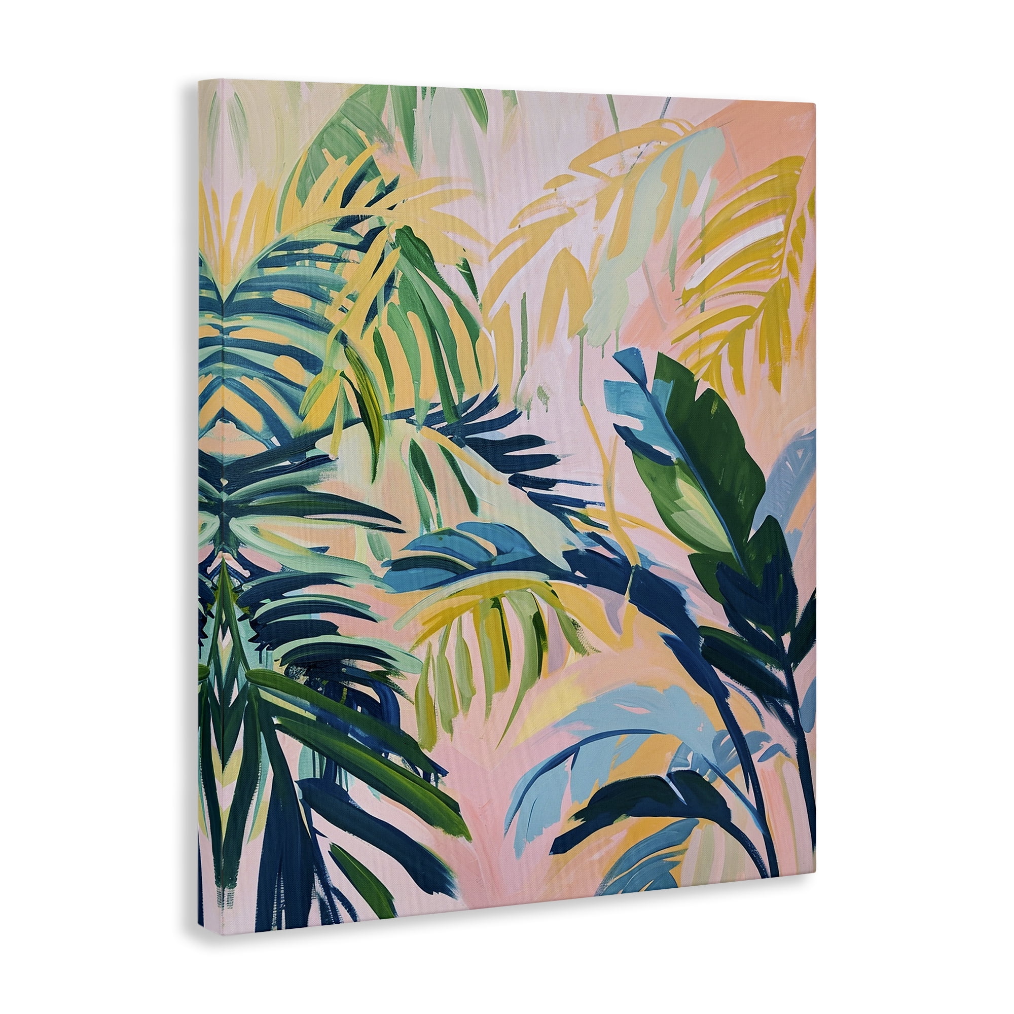 Stupell Industries Tropical Leaf Impressions Botanical & Floral Painting Gallery Wrapped Canvas Art Print Wall Art, 24 x 30