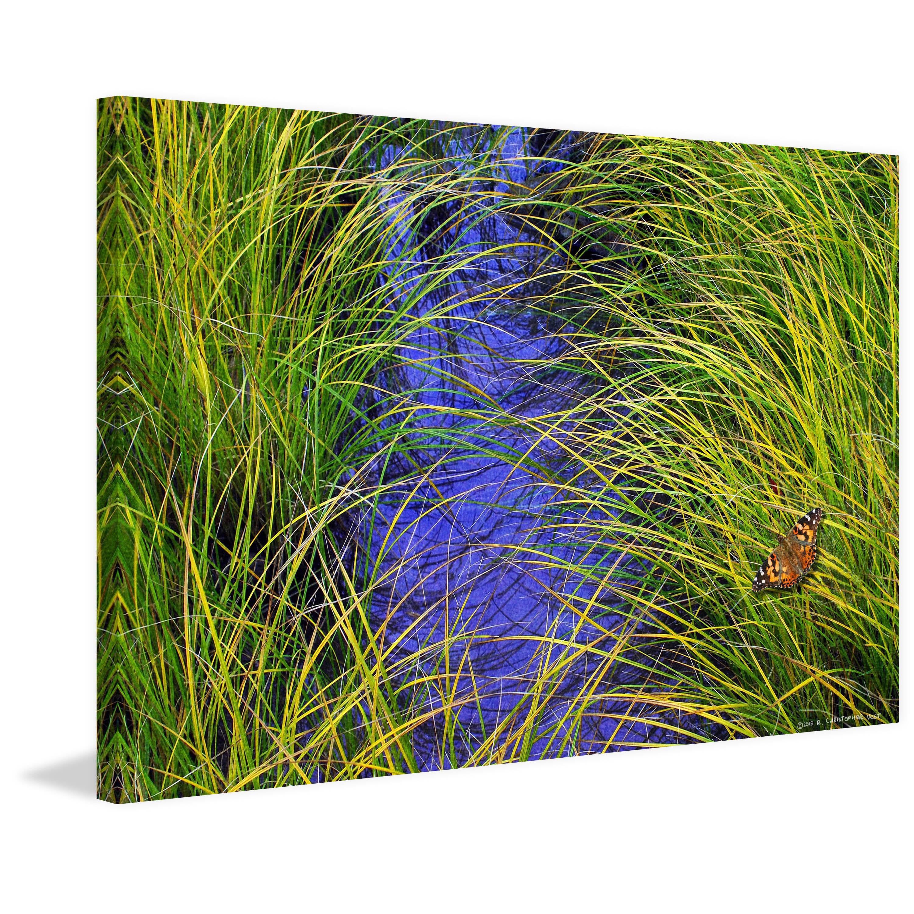 Marmont Hill - "Grass over the Brook" by Chris Vest Painting Print on Wrapped Canvas