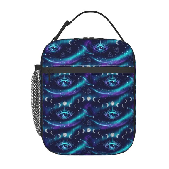 Sun and Moon Lunch Bag Celestial Cosmic Reusable Cooler Tote Front Pocket Handheld Portable Food Container Work Office Picnic Travel Mystic Pattern