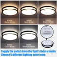 thumbnail image 4 of Modern Dimmable 15" LED Ceiling Light, Adjustable 5 Color Temperature, Energy-Efficient Fixture, Matte Black Metal Frame, 2700K/3000K/3500K/4000K/5000K, For Bedrooms, Kitchens, Living Rooms, Offices, 4 of 10