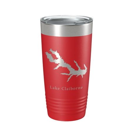 

Lake Claiborne Map Tumbler Travel Mug Insulated Laser Engraved Coffee Cup Louisiana 20 oz Red