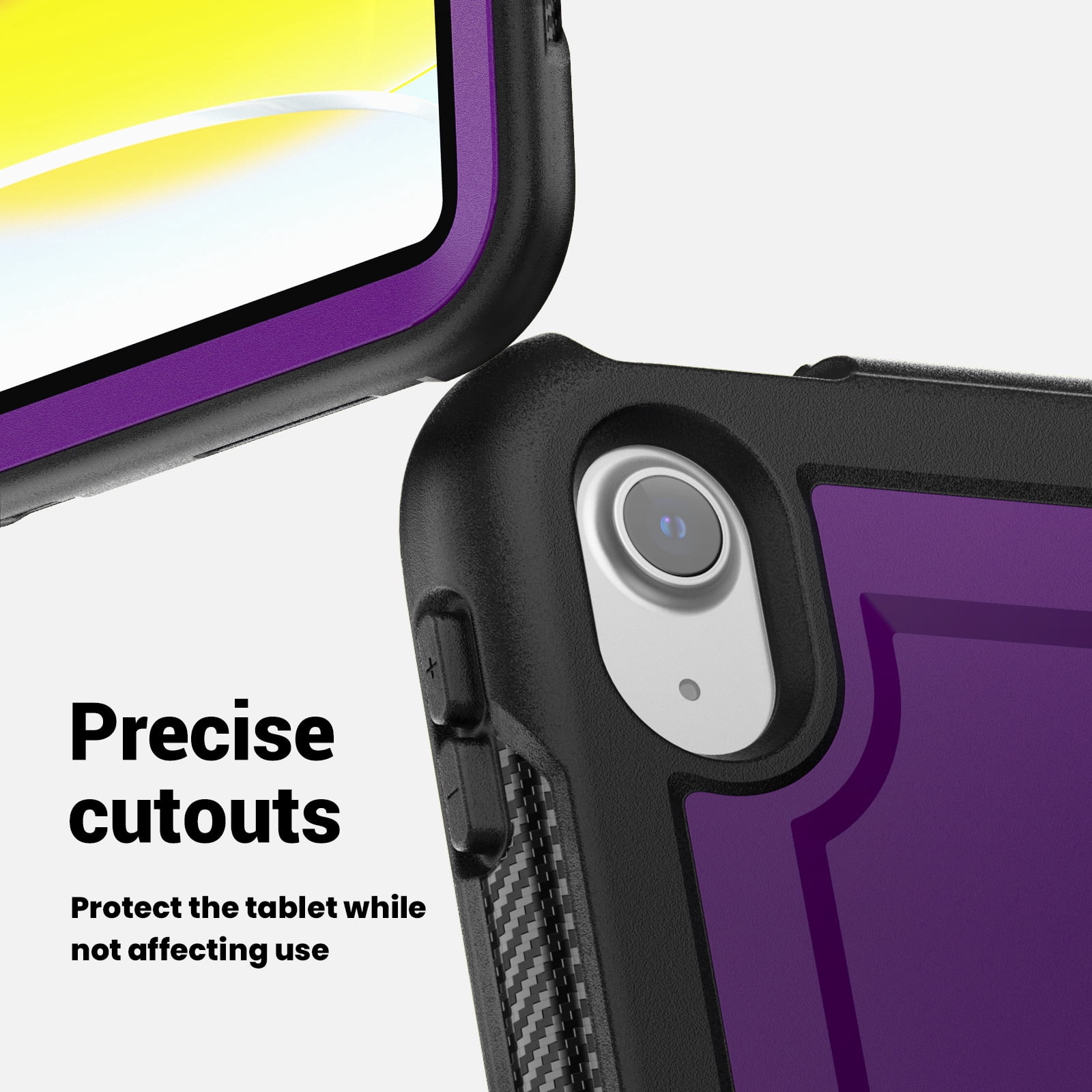 Shockproof Case for Apple iPad 11th 10th Generation 2025 2022, Rugged Hybrid Protective Cover with Pencil Holder & Shoulder Strap Kids Friendly Rotating Stand Case for iPad 11th 10th Gen, Purple