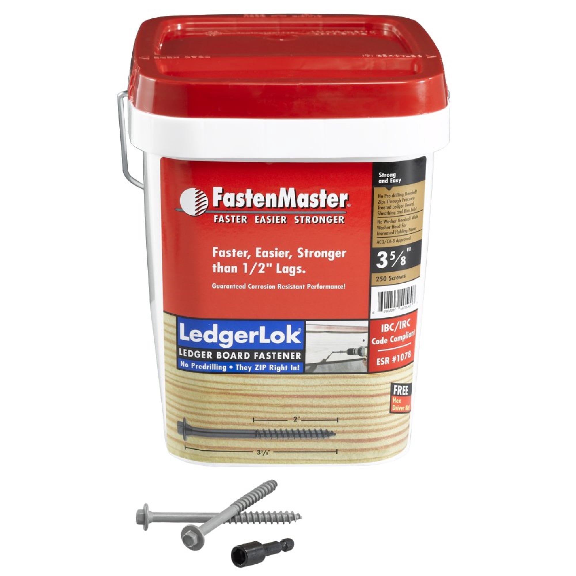FastenMaster LedgerLOK 3-5/8 in. L Hex Washer Head Gray Steel Deck Ledger Screws 250 per box