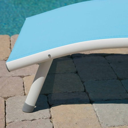 RST Brands Sol Folding Sling Lounger with Table, Set of 2, White/Mist