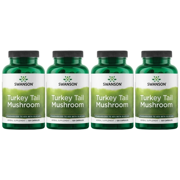 Swanson Turkey Tail Mushroom - Herbal Supplement Promoting Immune System & Cellular Health - Natural Formula Promoting Liver Function & Defense - (120 Capsules, 500 mg) 4 Pack