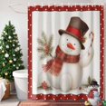 thumbnail image 3 of Extra Long Shower Curtain 72x96 Inch, Christmas Snowman Shower Curtain Waterproof Bathroom Decor, Xmas Pine Needle Berry Red Polka Dot Fabric Bath Curtain Set Accessories with Hooks, 3 of 8