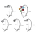 thumbnail image 2 of 20G Black Flower Crysal Nose Ring Piercing Ball Star Heart Nostril Cartilage Helix Piercing Set, 2 of 5