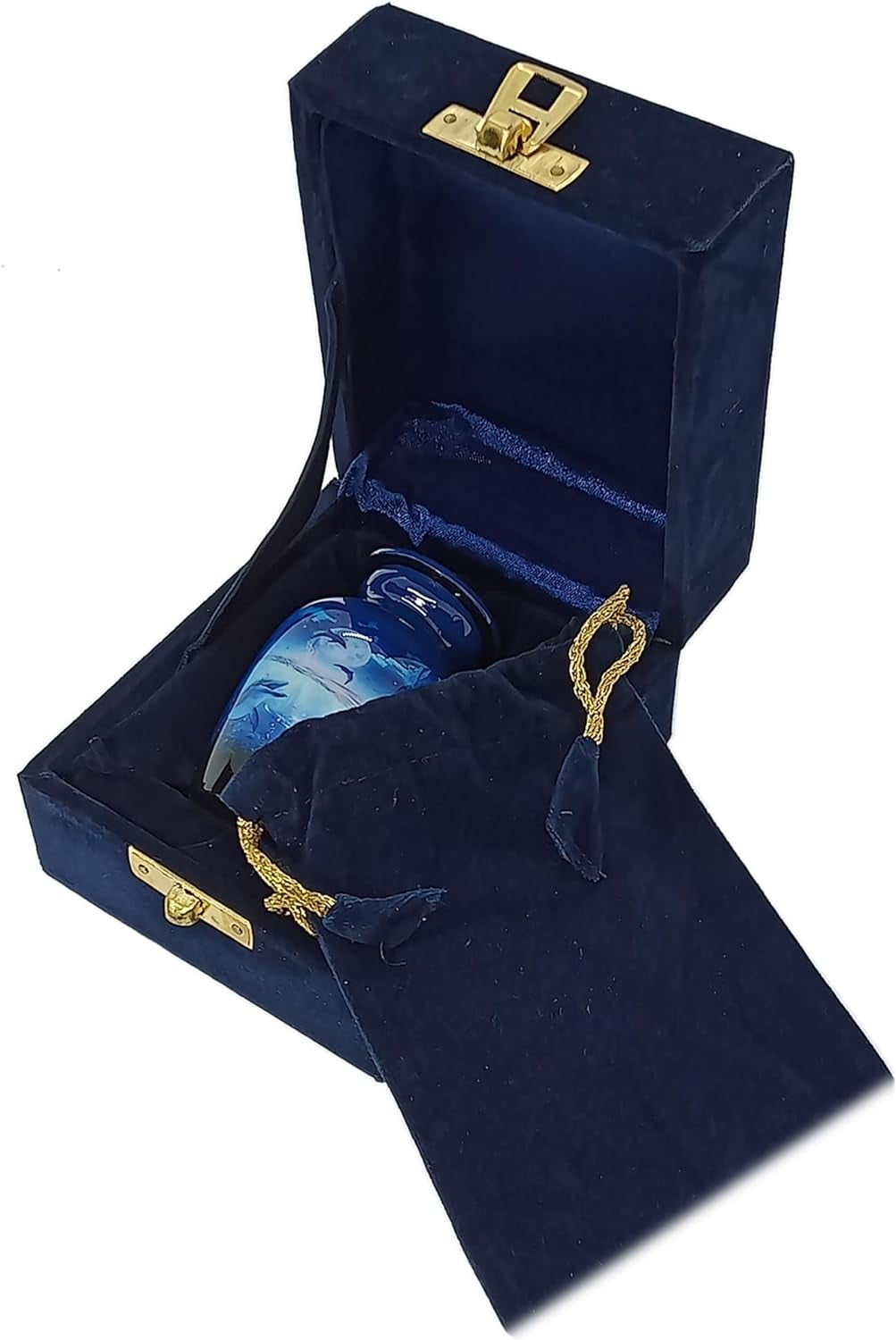 UR Keepsake Urn -Dolphin with Moon Blue Keepsake Cremation Urn for Human Ashes with Velvet Box & Velvet Bag-Mini Keepsake Urn - Affordable Keepsake Urn (3 cu.in)