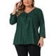 thumbnail image 1 of Agnes Orinda Blusa de Mujer Talla Grande con Escote en V y Mangas de 3/4 de Botánica Casual Elegante 1X Verde Oscuro, 1 of 6