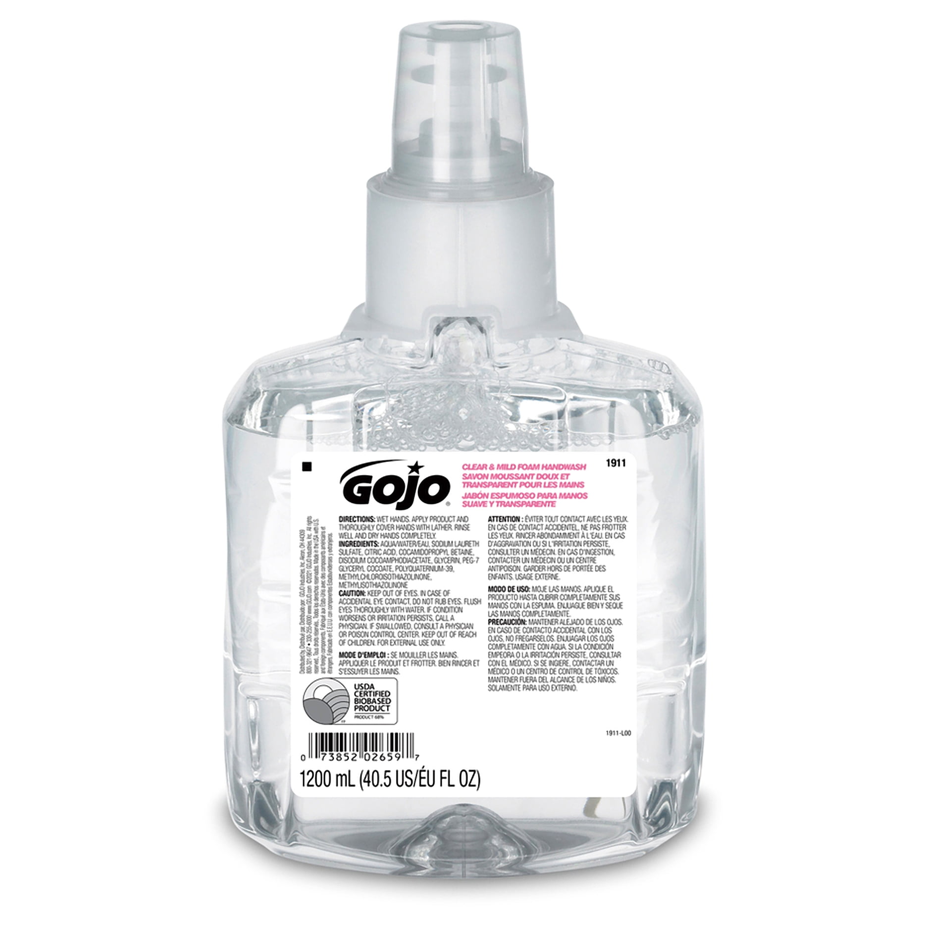 GOJO 1200 ml Refill Clear LTX Fragrance-Free Mild Foam Hand Wash
