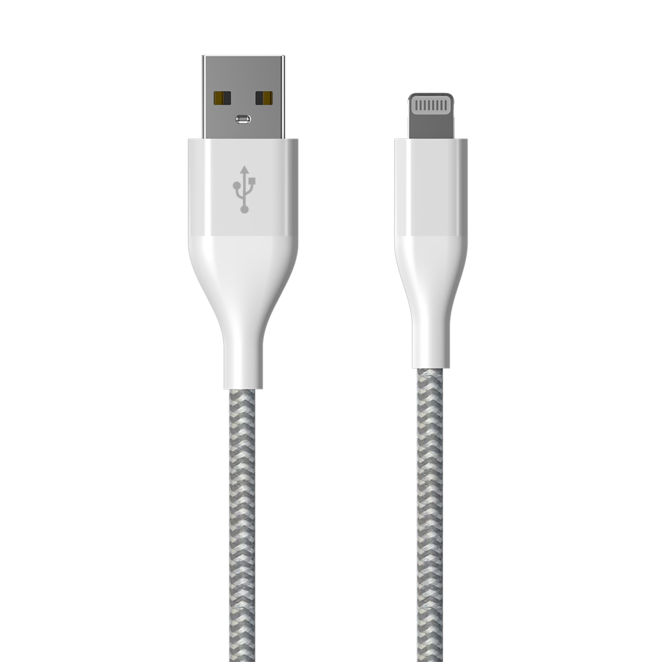 Auto Drive 6ft Lightning to USB-a Charging and Data Cable, Mfi Certificated, Braided, White