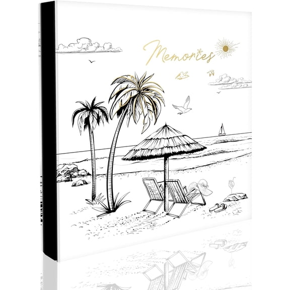 Travel Photo Album 4x6 500 Photos Five Pictures Per Page, Large Vacation Photo Album Printed Book Cover Travel Design Honeymoon Memories