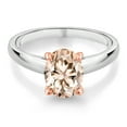 thumbnail image 2 of Gem Stone King 1.60 Ct Peach Morganite 925 Silver and 10K Rose Gold Ring Ring (Size 9), 2 of 4
