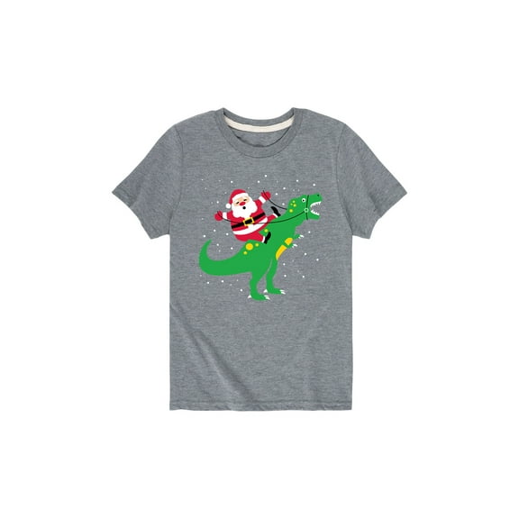Instant Message - Santa Riding T Rex - Youth Short Sleeve Tee