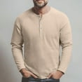 thumbnail image 4 of Dwellite Long Sleeve Waffle Henley Shirts for Men, Slim-Fit Button Down Tshirt Crewneck Sweatshirt Pullover Beige M, 4 of 4